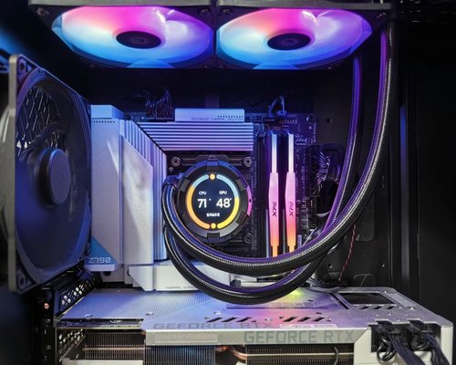High performance gaming PC with internal RGB lighting on display