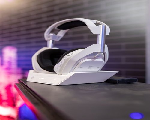 High quality gaming headset resting on a stand